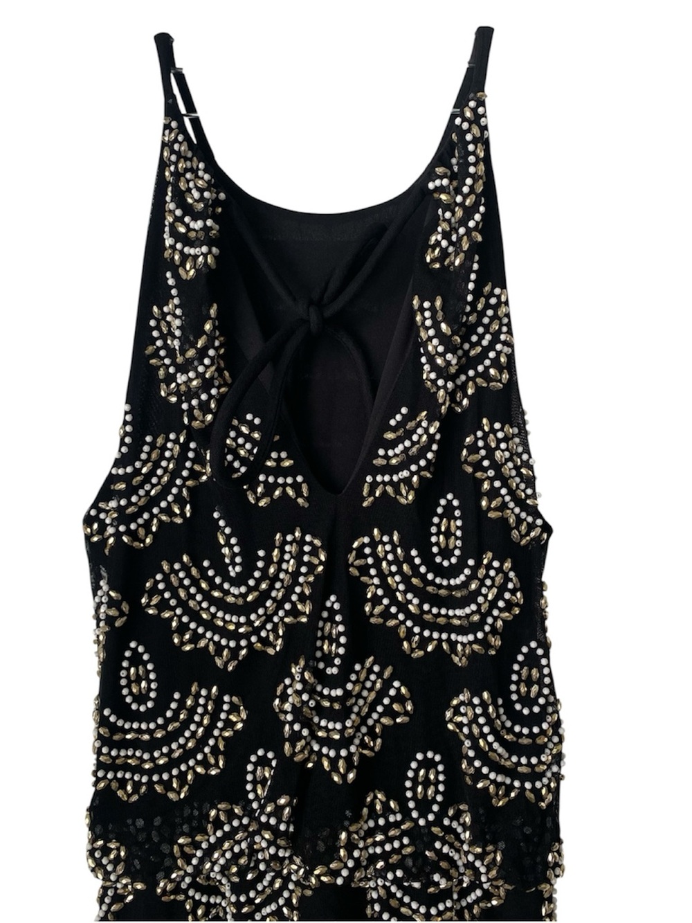 XSCAPE Black Gold Beaded Prom Cocktail Dress Size 8 Formal Glam - Picture 5 of 7
